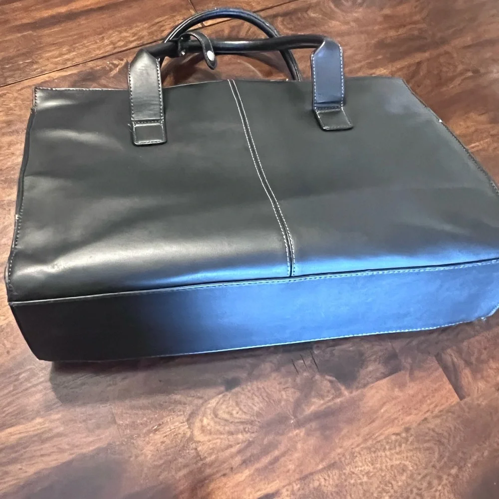 CompuCase Black Leather Briefcase Laptop Bag 15